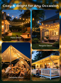 108FT Outdoor Waterproof Solar String Lights, 30+Hrs Runtime, 50+2 LED, USB, Remote Timer