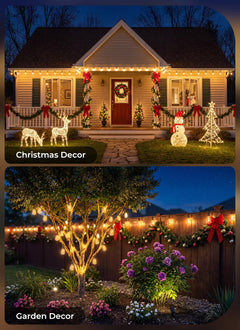 108FT Outdoor Waterproof Solar String Lights, 30+Hrs Runtime, 50+2 LED, USB, Remote Timer