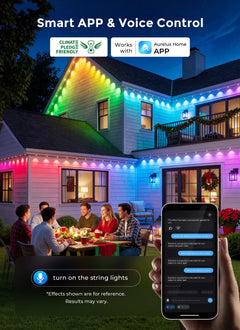 150ft RGBCW Permanent Outdoor Lights,16M Colors,100+ Scenes,App,Voice,Remote,Music Sync