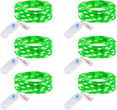 6 Pack Battery Operated Fairy Lights with Timer - 7ft 20 LED Green String Lights