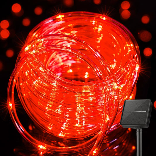 39ft Red Solar String Lights - 100 LED, Waterproof with 8 Modes