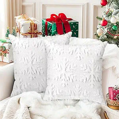Brightown 18"x18" Christmas Snowflake Throw Pillow Covers, Set of 2