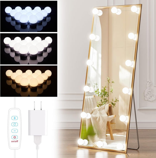 Dimmable Hollywood Makeup Mirror Lights - 14 Bulbs, 22FT Adjustable