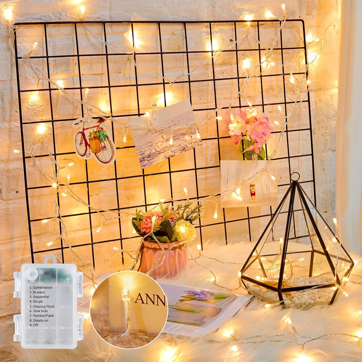 Battery Operated Christmas String Lights - 17 FT, 50 LED, Timer