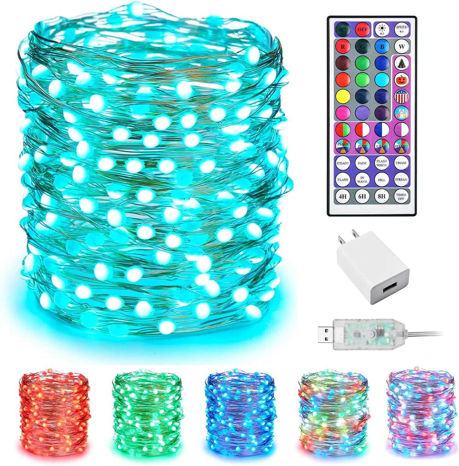 Color Changing Fairy String Lights - 33ft, 100 LED with Remote
