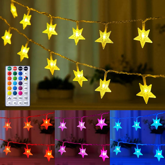 Color Changing Star String Lights - 17 ft 50 LED Fairy Lights