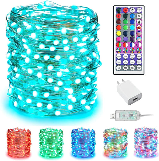 Color Changing Fairy Lights - 66 FT, 200 LED, 24 Colors, USB