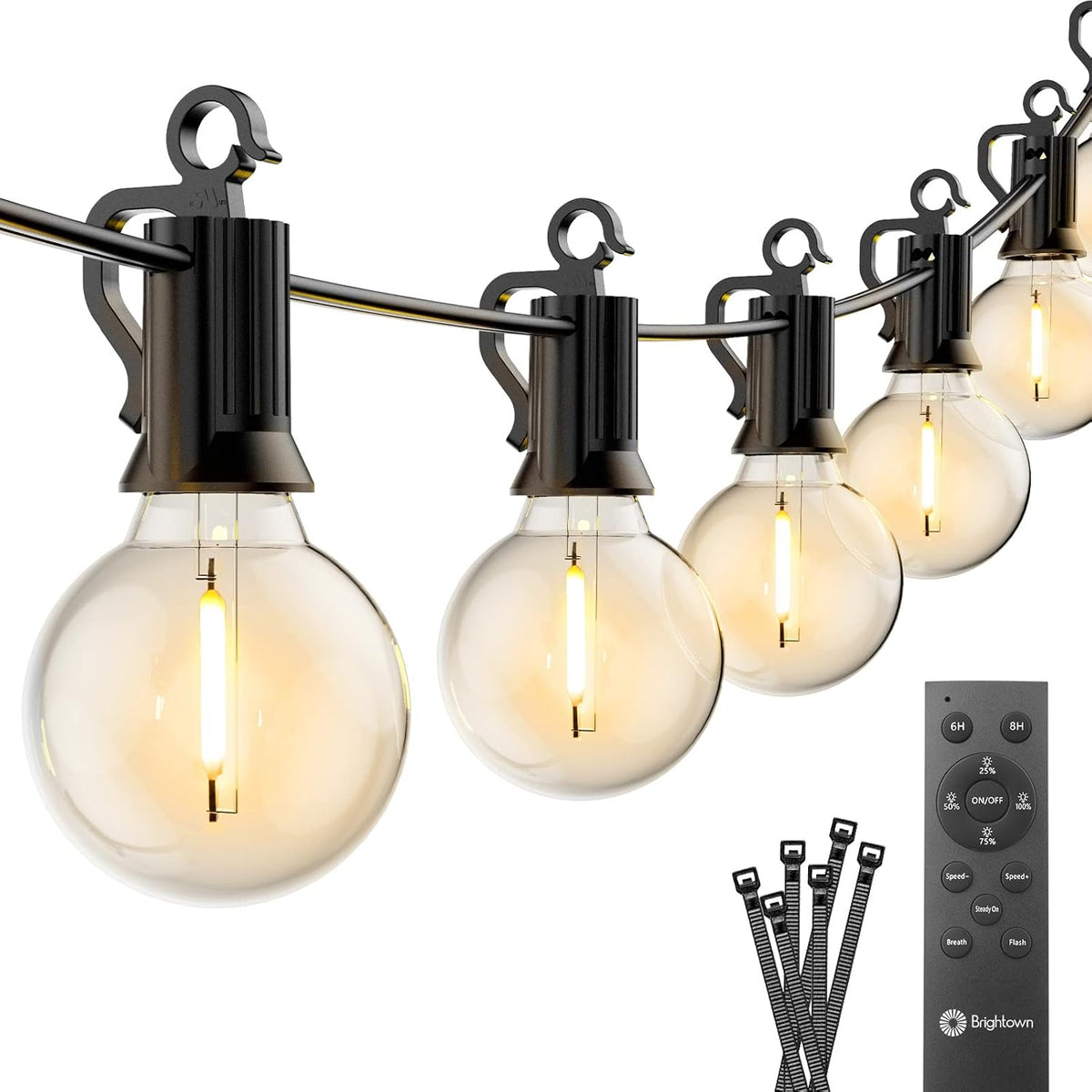 Outdoor String Lights with Remote - 28Ft Waterproof Patio Lights