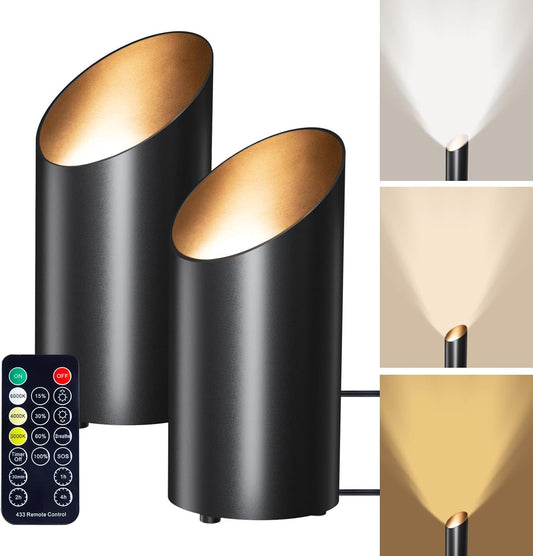 Brightown LED Floor Can Lights - 6000K, Remote, Timer, Dimmable - Indoor Uplighting (Black)