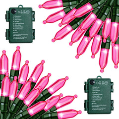 Pink String Lights, 2 Pack 18FT 50 LED Mini Lights with 8 Modes