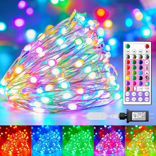 Color Changing Fairy Lights, 33 FT, 100 LED, Plug-in with Remote