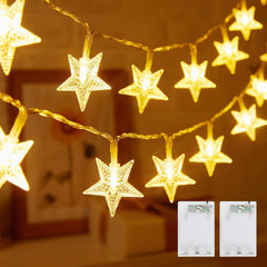 Battery Operated Star String Lights - 2 Pack, 17 FT, 50 LED