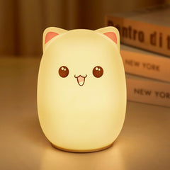 Cute Silicone Kitty Night Light with 3 Brightness Levels & 7 Colors