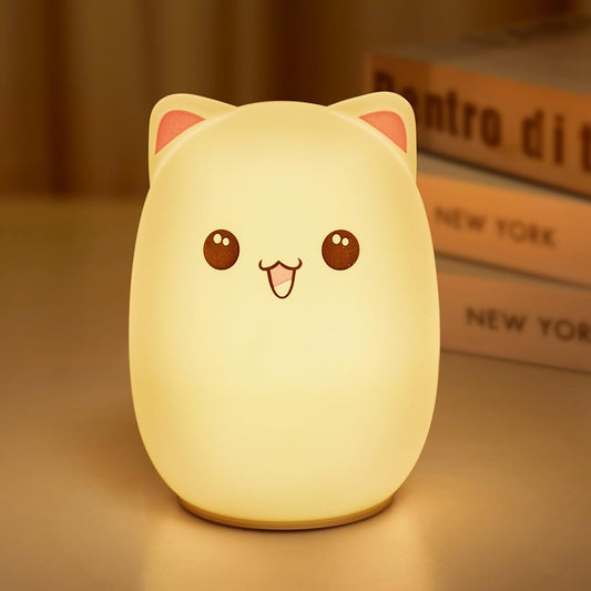 Cute Silicone Kitty Night Light with 3 Brightness Levels & 7 Colors