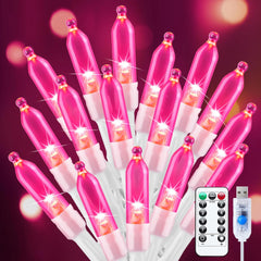 39FT 100 LED Pink String Lights, USB Operated Waterproof Decor