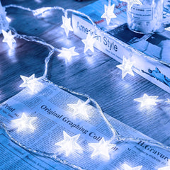 Star String Lights - 17 FT, 50 LED, White, Battery Operated