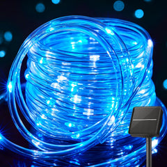Solar Rope Lights - 39 FT, 100 LED, Blue & White, Waterproof