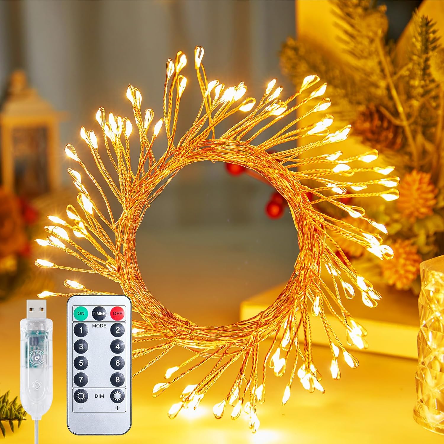 Fairy Lights 5FT USB Twinkle String Lights - 100 LEDs with Remote & Timer