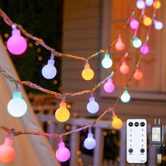 Globe String Lights, 33 Feet 100 Led Fairy Lights Plug in, Pink + Multicolor
