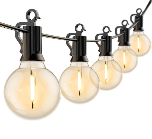 Outdoor String Lights - 50 G40 Shatterproof Bulbs, IP44 Waterproof