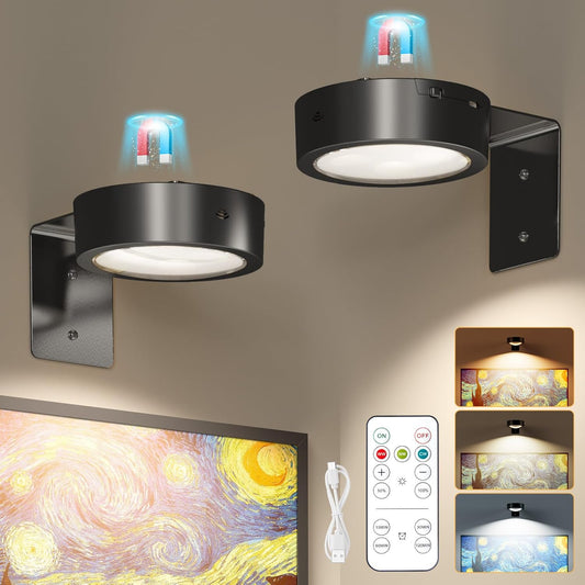 Magnetic Picture Lights - 2/3 Pack, Remote Control, Dimmable