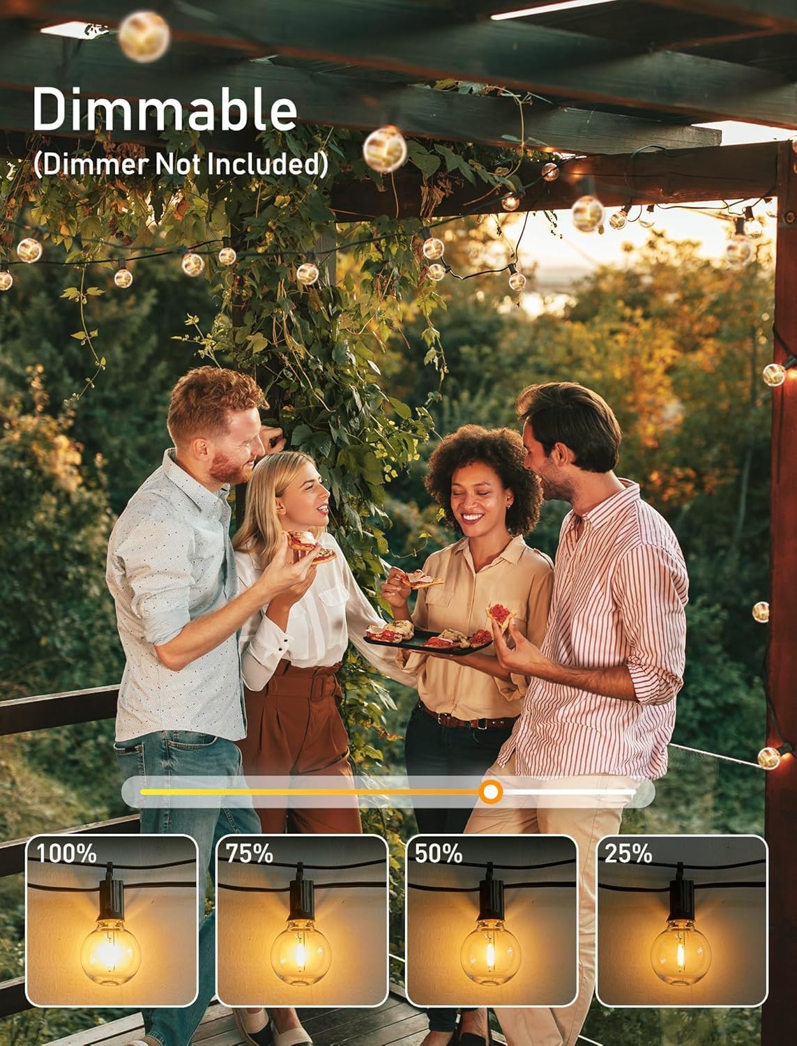 Updated Energy Efficient 30FT Outdoor String Lights - 15 G40 Bulbs