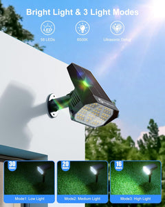 Solar Spot Lights Outdoor, 58 LED, IP67, Auto ON/Off