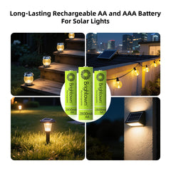 8-Pack 1.2V 2800mAh NiMH Rechargeable AAA Batteries for Solar Lights and Household Devices