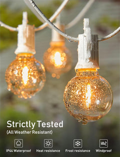 25 Feet LED Outdoor String Lights - Shatterproof G40 Edison Bulbs