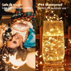 Warm White Cluster Fairy Lights - 10 FT, 200 LEDs, Waterproof