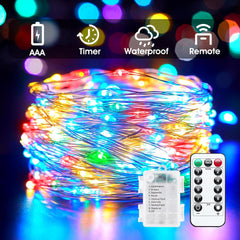 Battery Operated Fairy Lights - 33 FT, 100 LED, Multicolor, Waterproof