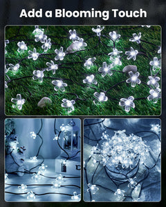 Solar Flower Lights - 60 LED, Waterproof, Christmas