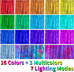 16 Colors Changing Curtain Lights - 250 LED Fairy String Lights with Remote