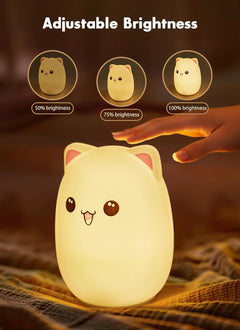 Cute Silicone Kitty Night Light with 3 Brightness Levels & 7 Colors