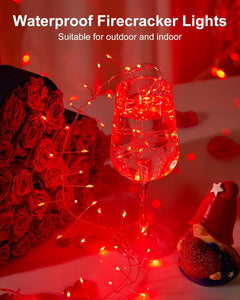 Red Fairy Lights, 5FT Battery Operated 60 LED String Lights