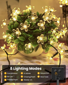 Solar Flower Lights - 60 LED, Waterproof, Christmas