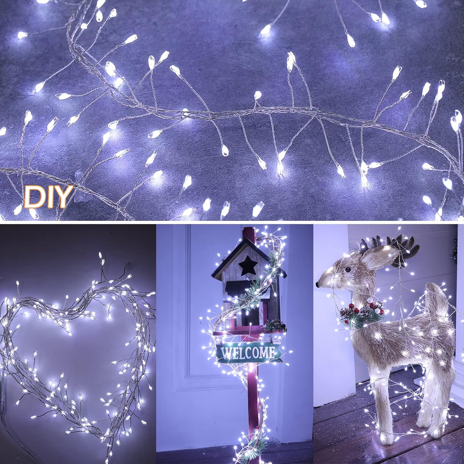Fairy Lights Plug in - 10 FT, 200 LED, Pure White, Remote Control