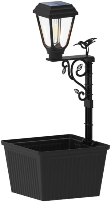 2 in 1 Solar Powered Post Warm Bulb ( (2700-3200K) Lamp Lights with Planter for Garden Patio Yard