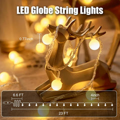 USB Globe String Lights - 2 Pack, 100 LED, Remote Control