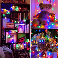 Globe String Lights, 33 Feet 100 Led Fairy Lights Plug in, Pink + Multicolor