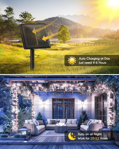 Solar String Lights - 2 Pack, 39.2 FT, 480 LED, Pure White, Waterproof