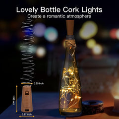 10/20 Pack 20 LED Battery Operated Silver Wire Wine Bottle Cork Lights for Bar Christmas Wedding Décor