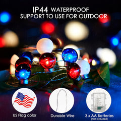 4th of July Decoration Lights - 10.8FT 30 LED Red White Blue