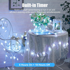 Star String Lights - 17 FT, 50 LED, White, Battery Operated