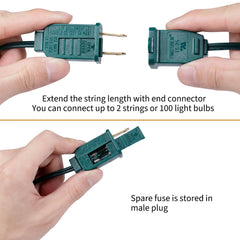 50 Feet / 50 Bulbs / Green Wire