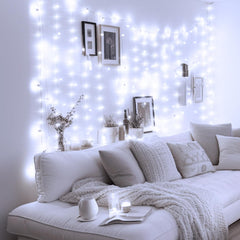 Curtain Lights - 300 LED, Dimmable, Remote & Timer, USB Powered