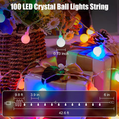 Globe String Lights, 33 Feet 100 Led Fairy Lights Plug in, Pink + Multicolor