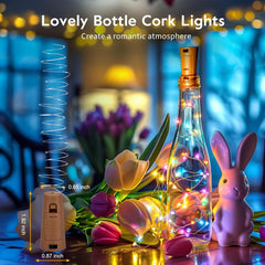 Pastel Wine Bottle Lights, 10 Pack, 7ft Battery Operated