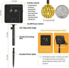 Solar Moroccan String Lights - 60 LED 36 Ft Waterproof Globe Lights