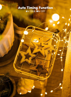 33ft Battery Operated Fairy Lights with Remote, Waterproof & Dimmable